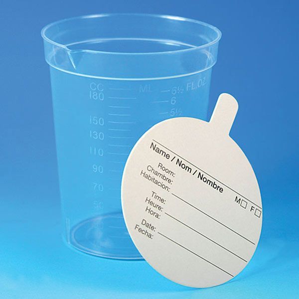 Globe Scientific? Specimen Containers w/Pour Spout & Paper Lid, 6.5oz, Polypropylene, Graduated, Non-Sterile (500/Case)
