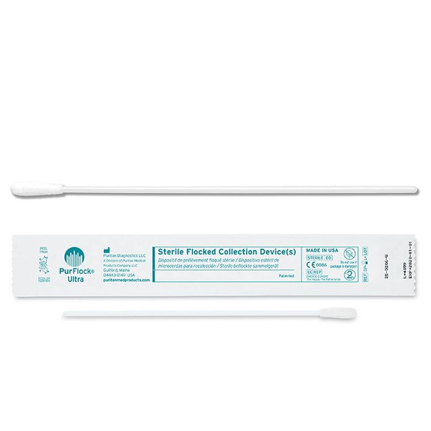 PurFlock Ultra 6" Sterile Standard Flock Swab w/Polystyrene Handle, 80mm Breakpoint 500/case