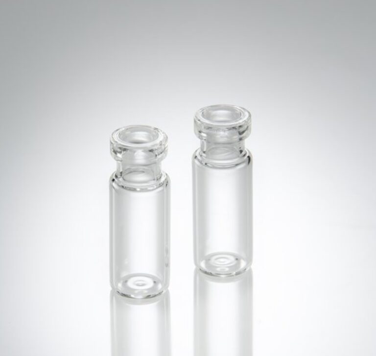 Mercedes Scientific 2mL Crimp Top Vials, Clear Glass, 11mm, Flat Base, Wide Opening, Marking Spot (100/Pack)