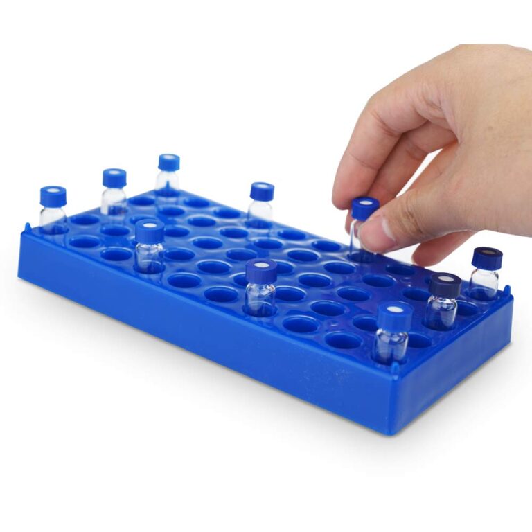 Mercedes Scientific 50-Place Vial Rack for 2mL Vials, Polypropylene, Blue (1/Pack)
